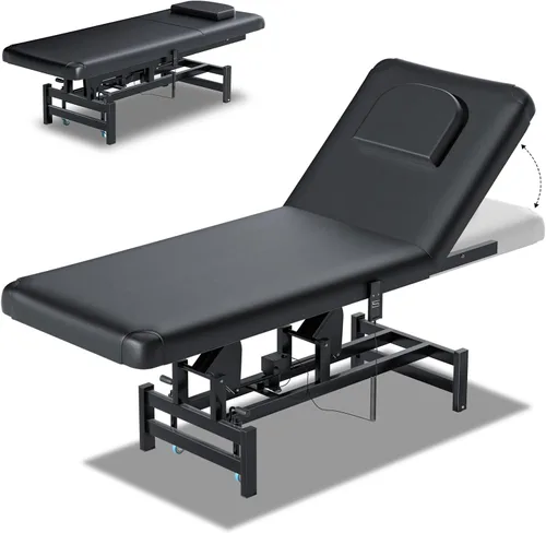 Miniatura 12 de Mesa de masaje estacionaria con espuma viscoelástica, mesa de tatuaje de masaje con altura ajustable, cama facial para esteticista, piel sintética