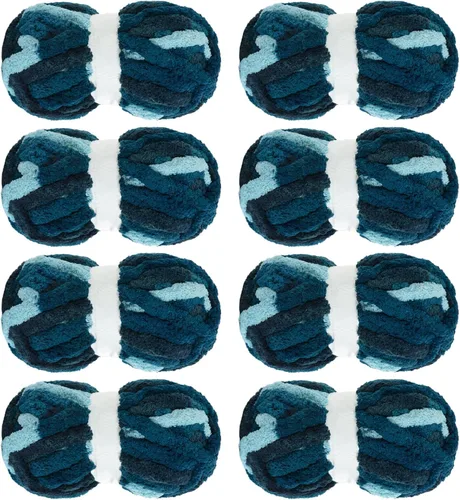 Miniatura 14 de MABOZOO Hilo Grueso Tie Dye para Tejer a Ganchillo Paquete de 8, Hilo de Chenilla Jumbo Esponjoso, Hilo de Felpa Suave Voluminoso, Hilo Gigante