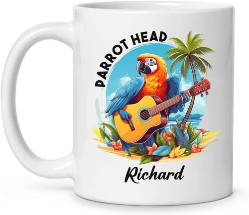 Miniatura 8 de Tazas de café blancas coloridas personalizadas de loro de 11 oz 15 onzas regalo para los amantes de los loros, regalos de taza de viaje de loro
