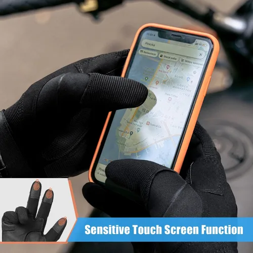 Miniatura 3 de Cierto Guantes de motocicleta para hombres y mujeres: guantes tácticos para pantalla táctil con dedo completo, nudillos duros transpirables y muñeca