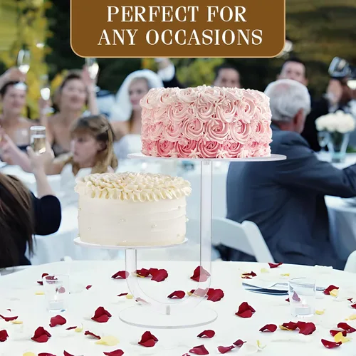 Miniatura 3 de Boxalls Soporte para pasteles de 2 niveles, elegante torre de acrílico transparente para cupcakes para bodas, cumpleaños, aniversarios, baby