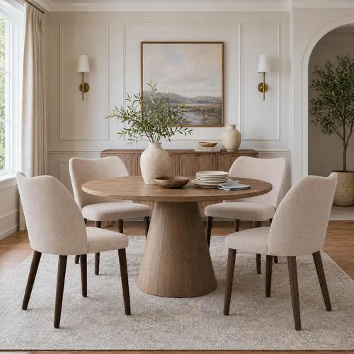Miniatura 11 de MALOL Juego de 2 sillas de comedor, sillas laterales de cocina tapizadas de tela con patas de madera para uso en cocina y restaurante, color beige