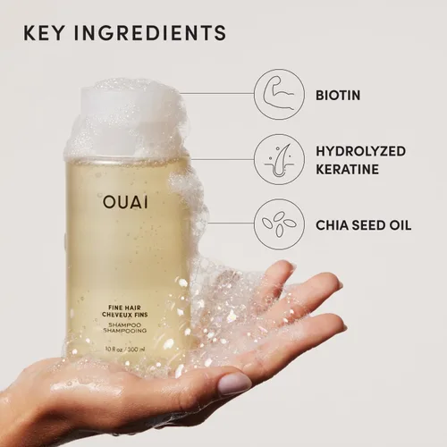 Miniatura 6 de OUAI Champú para Cabello Fino Tamaño de Viaje - Champú Voluminizador con Queratina Fortalecedora, Biotina y Aceite de Semilla de Chía para Cabello