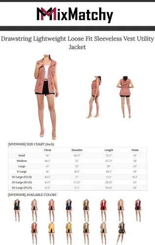 Miniatura 7 de MixMatchy chaleco con cordón para mujer, ligero, holgado, chaleco utilitario