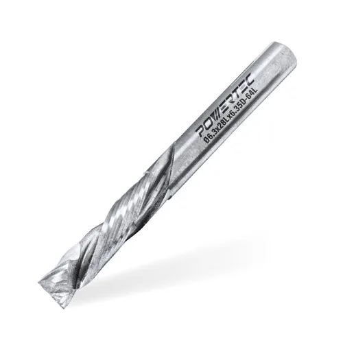 POWERTEC Broca de compresión en espiral de carburo de tungsteno, vástago de 1/4 pulgadas, diámetro de corte de 1/4 pulgadas, longitud de corte de