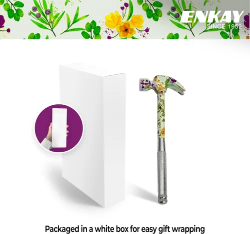 Miniatura 7 de ENKAY - Martillo y destornillador 6 en 1 con motivos florales, herramienta de martillo de garra multifuncional con estampado de flores (Patrón 2)