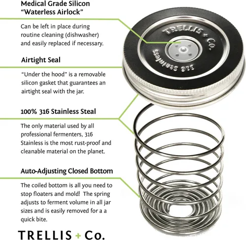Miniatura 5 de Bobinas PickleHelix de acero inoxidable, pesas de fermentación Paquete de 3 para fermentación de tarros Mason de boca ancha La mejor manera