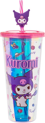 Miniatura 33 de Silver Buffalo Sanrio Hello Kitty Bow Pink Polka Dots - Vaso frío de plástico con tapa y tapa con pajita, 24 onzas Lazo Hello Kitty y lunares rosados