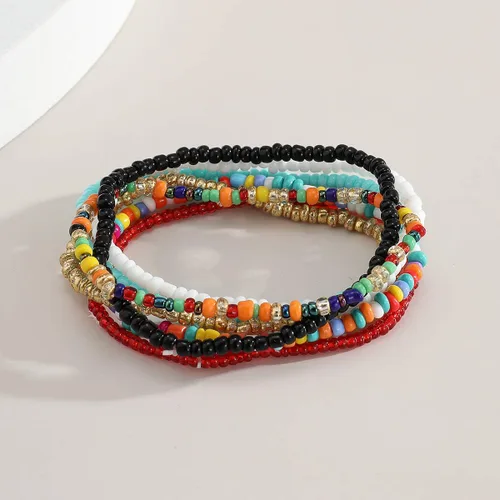 Miniatura 5 de Jumwrit Pulseras de cuentas coloridas para mujer, pulseras elásticas apilables bohemias para adolescentes y niñas