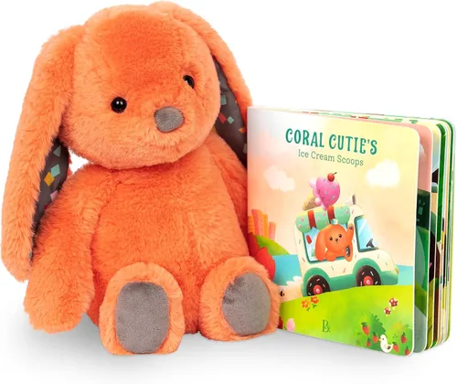 Miniatura 10 de B. toys – Conejo de peluche de 30 cm suave y mullido lavable – Tonos felices – Conejo Peppy Mint – 0 meses+ Conejito gris hielo