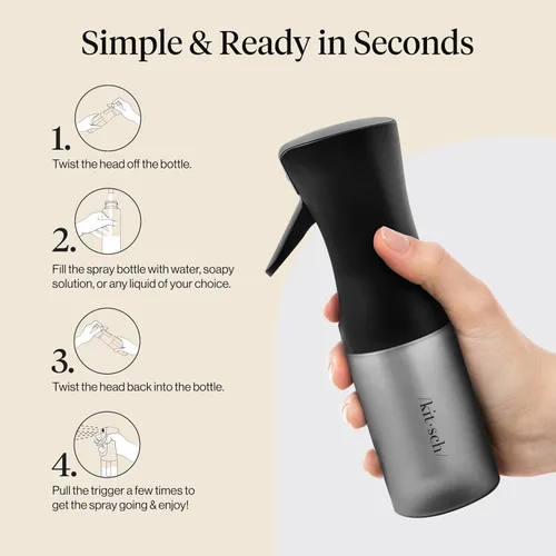 Miniatura 7 de Kitsch - Atomizador para cabello, bruma ultrafina para peinados, barberías, limpieza y plantas, atomizador versátil de 5 onzas hecho de plástico
