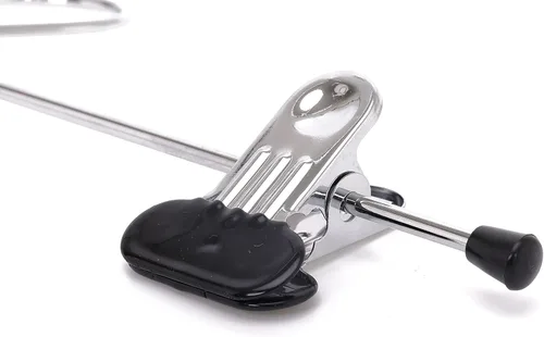 Miniatura 7 de 6 perchas de calidad para pantalones resistentes para falda/colgador de metal, clips ajustables extra anchos, multiapilables, para añadir