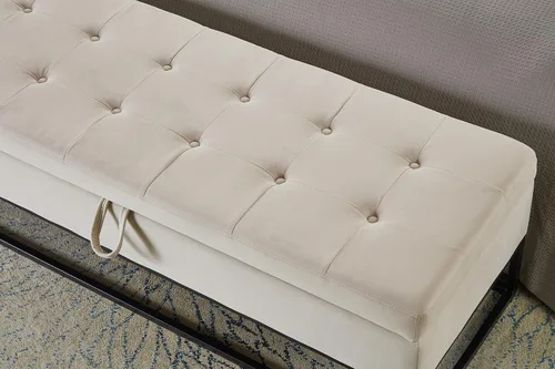 Miniatura 4 de Ball & Cast Morden - Banco otomano de almacenamiento de terciopelo de 58.6 pulgadas, banco de pie con bisagra de seguridad y patas de metal dorado