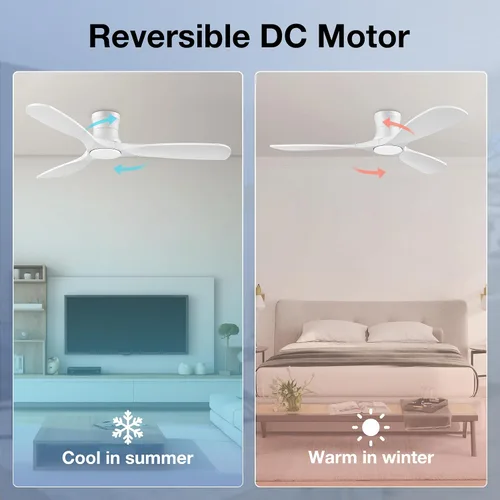 Miniatura 8 de Ventiladores de techo inteligentes de perfil bajo de 52 pulgadas con control remoto de luces, motor de CC silencioso, ventilador de techo empotrado