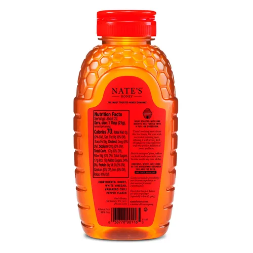 Miniatura 7 de Nate's Hot Honey - Miel 100% pura infundida con hojuelas de chile habanero, sabor galardonado, relleno de calcetines navideños, botella exprimible