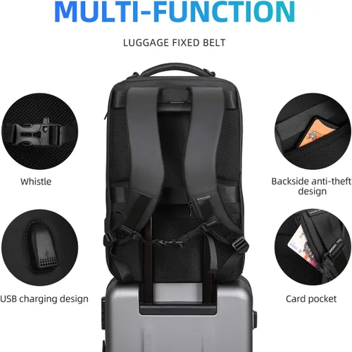 Miniatura 5 de Mozee - Mochila de negocios, bolsa impermeable para viajes y vuelos, compatible con laptops de 17.3 pulgadas con enchufe de carga USB