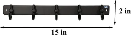 Miniatura 4 de FantasHome - Perchero de metal montado en la pared de 15 pulgadas con 5 ganchos, color negro