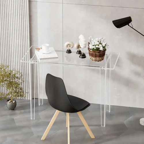 Miniatura 6 de Escritorio acrílico, mesa de acrílico y escritorio transparente, mesa de estudio moderna para oficina en casa, consola multiusos de superficie