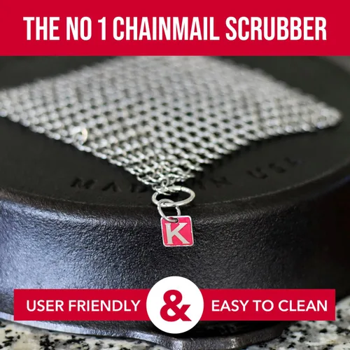 Miniatura 6 de CM SCRUBBER Knapp Made Original Estropajo de Malla Metálica de 4" - Limpiador para Hierro Fundido, Acero Inoxidable, Utensilios de Cocina Anodizados