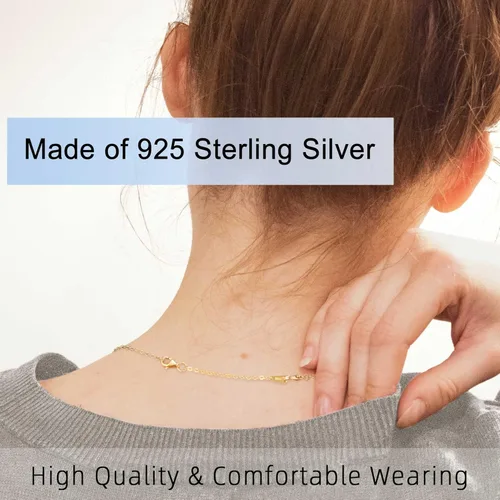 Miniatura 2 de Extensores de cadena dorada para collares, extensiones de pulsera de plata de ley, extensor de collar dorado para mujer, juego de 3 piezas, 1, 2, 3