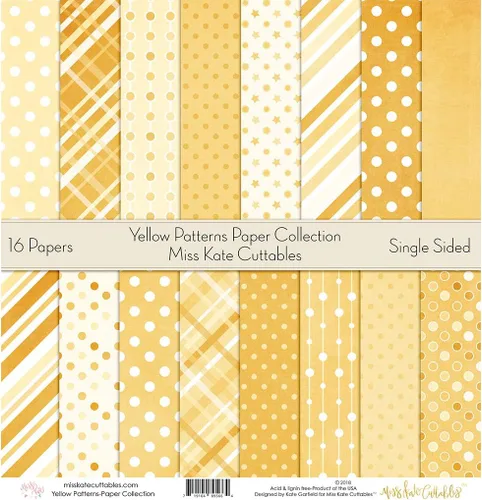 Miniatura 4 de Paquete de papel de patrón – Patrones amarillos – Papel especial premium para álbumes de recortes, colección de una cara de 12 x 12 pulgadas