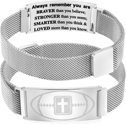 Miniatura 46 de Regalos de graduación, pulsera de fútbol, fútbol, baloncesto, béisbol, regalos de pulsera, pulseras de cruz de fe para hombres, bautismo, primera