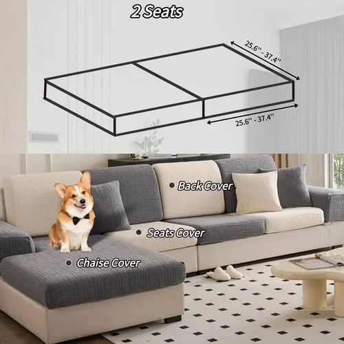 Miniatura 2 de Fundas de Cojines para Sofá Seccional, fundas de sofá de tela jacquard elástica gruesa y lavable para sofá seccional, fundas de sofá antideslizantes