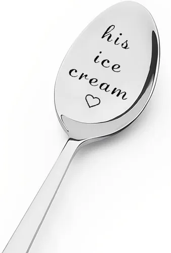 Miniatura 5 de Juego de 2 cucharas de helado para él y para ella, regalo de cumpleaños, San Valentín, para marido, esposa, cuchara grabada para parejas