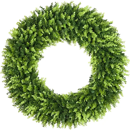 Miniatura 12 de DDHS Corona de boj de 18 pulgadas para puerta principal – Corona artificial verde de casa de campo, decoración DIY para primavera, verano, otoño e