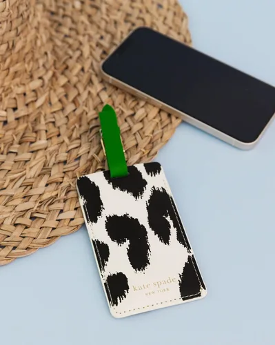 Miniatura 3 de Kate Spade New York Bonita etiqueta de equipaje para mujer, etiqueta de maleta de cuero vegano duradera, identificador único de equipaje, leopardo