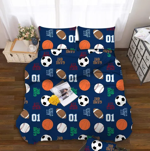 Miniatura 8 de All American Collection Juego de sábanas de 3 piezas con estampado suave y cómodo para dormitorio (individual, béisbol)