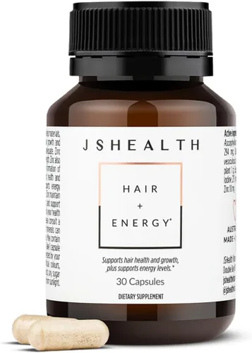 JSHealth Vitaminas Fórmula para el Cabello y Energía - Suplemento de Apoyo para el Cabello y el Cuero Cabelludo con Yodo y Zinc - 30 Cápsulas