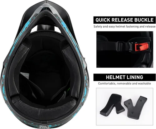 Miniatura 7 de SPARK Youth Kids Dirt Bike Helmets - Lightweight & Vented, Full Face, 4Pcs Set with Gloves, Goggles & Mask for Ages 5-14 (Motocross ATV Off-Road)