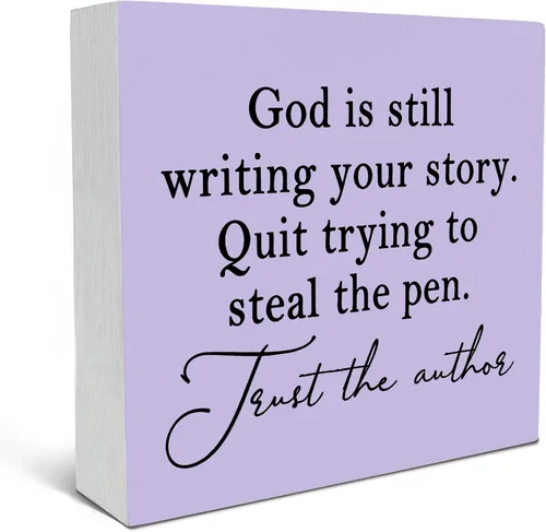 Miniatura 7 de SRADMO God Is Still Writing Your Story, decoración de versículos bíblicos para sala de oración, caja de madera negra cristiana para oficina en casa