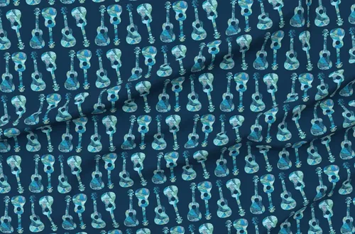 Miniatura 4 de Spoonflower Tela - Ukelele, hawaiano, acuarela, azul, música, isla, océano, Hawaii, impreso en tela de gasa Fat Quarter - Costura de ropa de moda