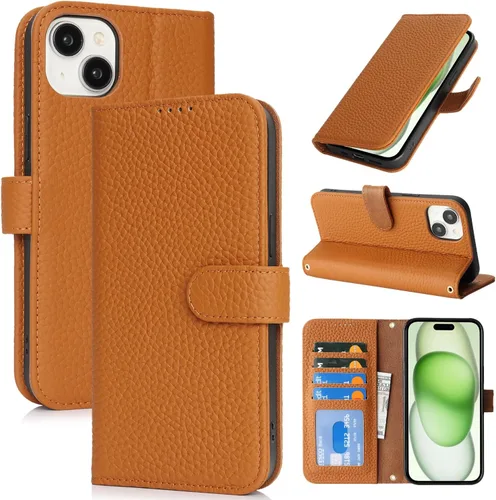 Miniatura 51 de Zouzt Funda para iPhone 11 de 6.1 pulgadas de piel auténtica con 4 ranuras para tarjetas, tarjetero con bloqueo RFID, tapa magnética, función atril