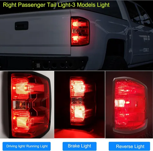 Miniatura 6 de MOCW Luz trasera derecha compatible con Chevrolet Silverado 1500 2500 HD 3500HD 2014-2018, GMC Sierra 3500 HD 2014-2018, luces traseras de freno