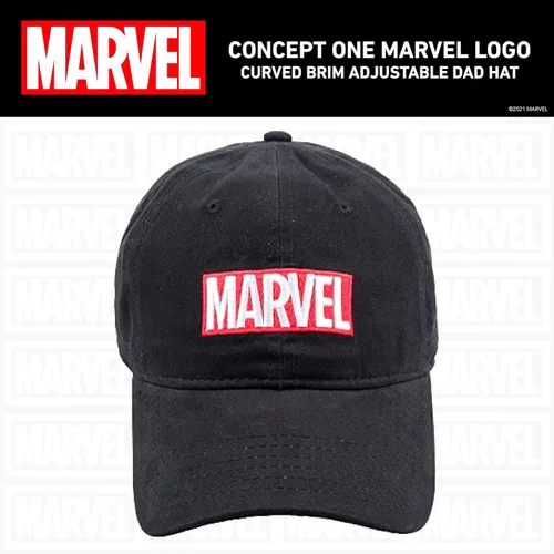 Miniatura 2 de Concept One Marvel Logo - Gorro ajustable de algodón para papá, negro, talla única, Negro