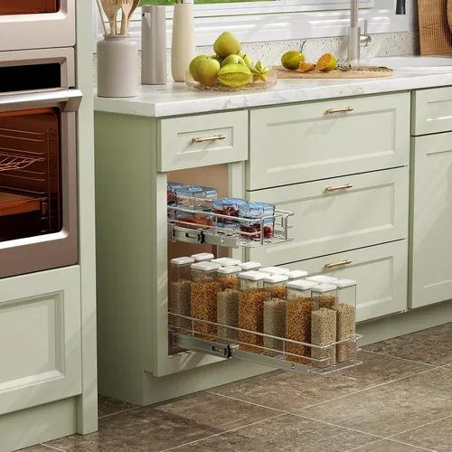 Miniatura 2 de ROOMTEC Organizador de armario extraíble (7.5 pulgadas de ancho x 21.5 pulgadas de profundidad), 2 niveles de almacenamiento extraíble, estantes