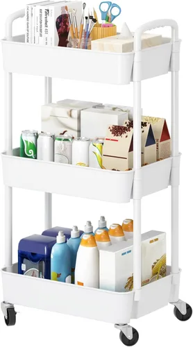 Miniatura 13 de Carritos de Almacenamiento de 3 Niveles Laiensia, Carrito Rodante Utilitario Multifunción Organizador de Almacenamiento de Cocina, Carrito
