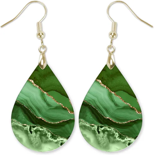 Miniatura 19 de Dangle Earrings for Women Colorful Dangling Drop Statement Jewelry Printed MDF Wood Teardrop Double Side Print Handmade by The Painted Pug