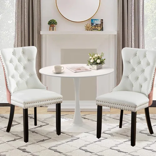 Miniatura 38 de Juego de 6 Sillas de Comedor Tapizadas de Terciopelo, Sillas Laterales de Cocina de Estilo Moderno con Ribete de Tachuelas y Patas de Madera, Anillo
