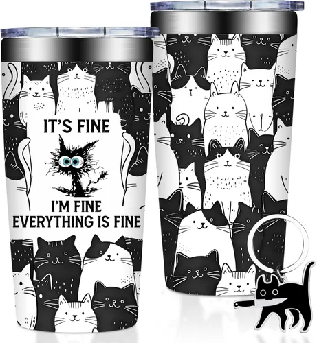 Grifarny Regalos para Amantes de Gatos para Mujeres - Regalo de Navidad, Cumpleaños para Amantes de Gatos - Regalos para Gatos Negros - Está Bien
