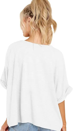 Miniatura 5 de Camiseta de manga corta para mujer, de gran tamaño, cuello redondo, holgada, casual, para verano
