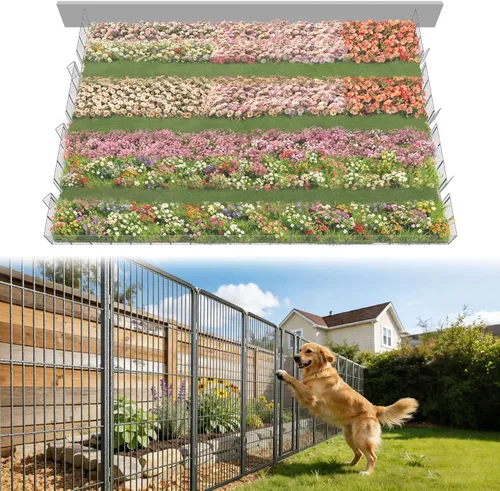 Miniatura 78 de FXW - Valla de jardín metálica y resistente para exteriores, barrera para perros y conejos, fácil instalación, negro, 24 pulgadas de alto x 29.6