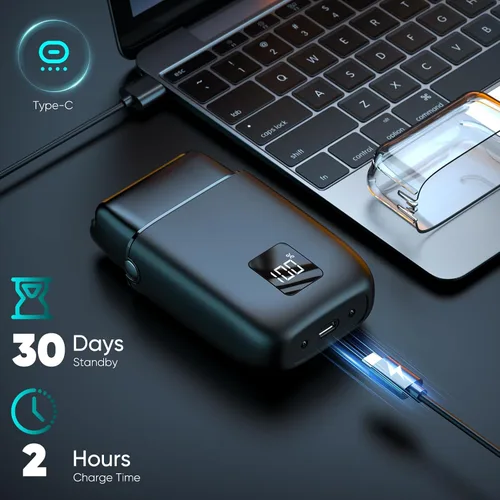 Miniatura 6 de Maquinilla de afeitar eléctrica para la cara de los hombres, afeitadoras eléctricas para hombres, afeitadoras inalámbricas portátiles recargables e