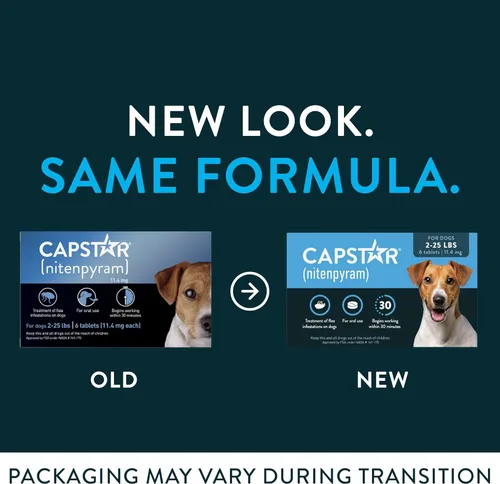 Miniatura 2 de Capstar (Nitenpyram) Tratamiento oral de pulgas de acción rápida para perros de 2 a 25 libras, tabletas de medicamentos recomendadas por