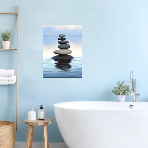 Miniatura 2 de QIXIANG Lienzo de arte para pared, pintura de piedra zen, arte de meditación, spa, arte para spa, sala de yoga, baño, decoración de pared