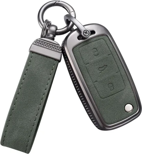 Miniatura 11 de YO&YOYE Compatible con funda para llavero VW Volkswagen con llavero protector de llave de cuero