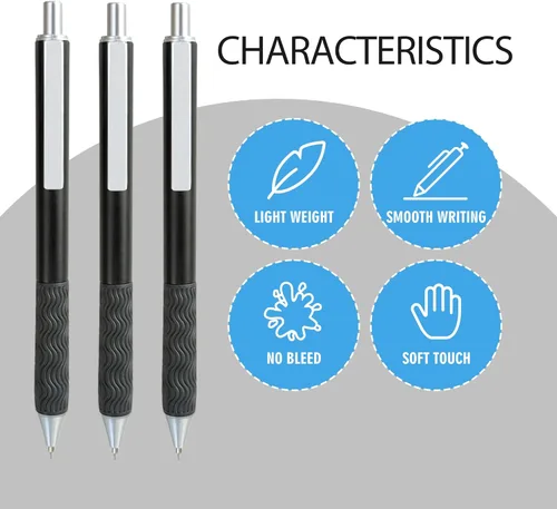 Miniatura 6 de Bolígrafos de Gel Negros, Paquete de 50 Bolígrafos Negros 0.5mm de Punta Fina, Tinta Negra, Escritura Suave, Bolígrafo de Gel con Clic para Oficina